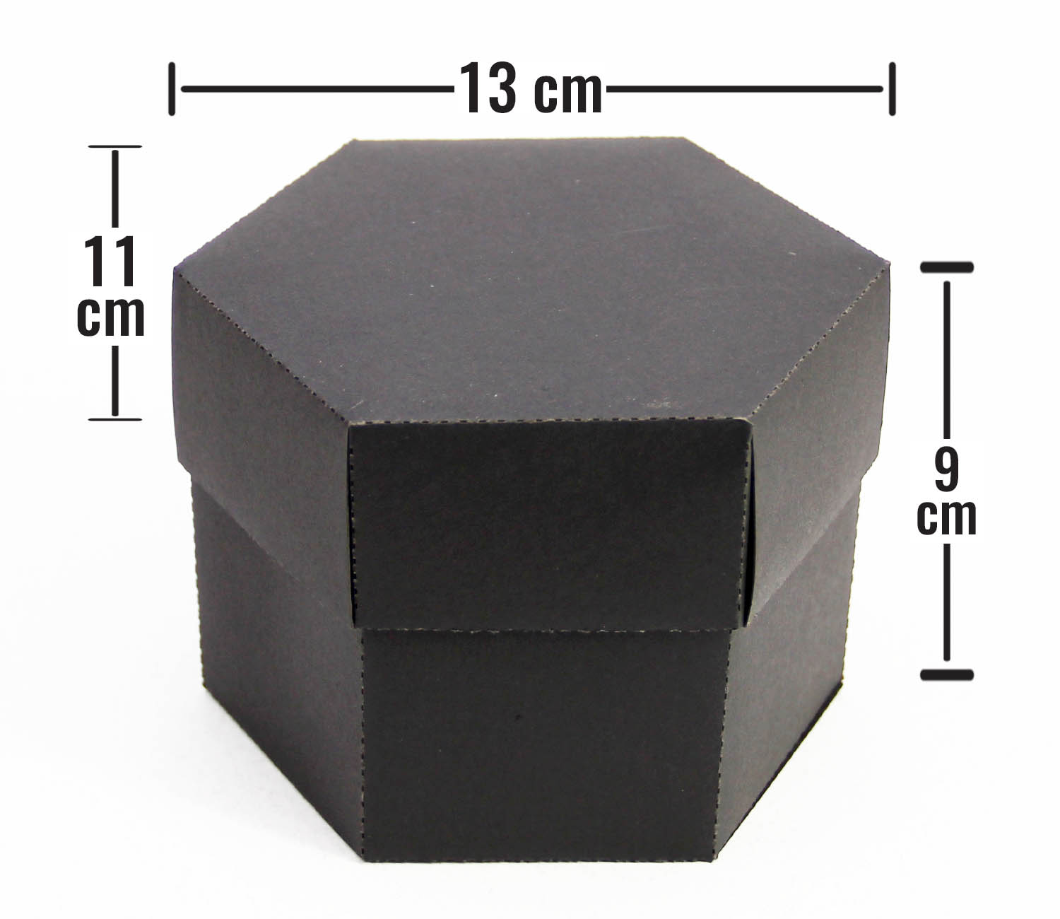 13%20x%2011%20x%209%20cm%20Altıgen%20Kapaklı%20Siyah%20Karton%20Kutu